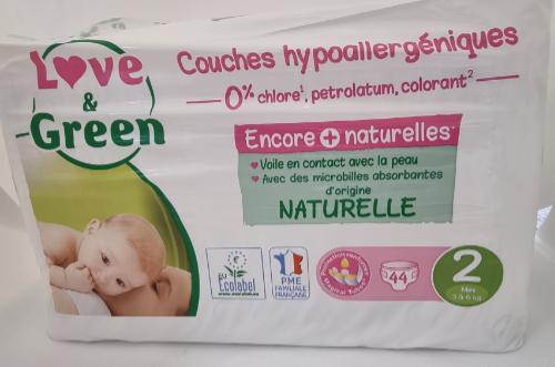 Love And Green Couches Hypoallergéniques Taille 2 3 à 6Kg Paquet