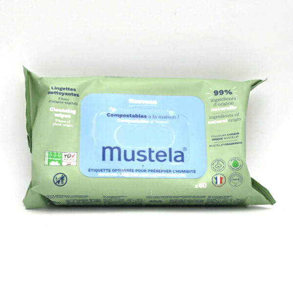 Lingettes nettoyantes compostables Mustela