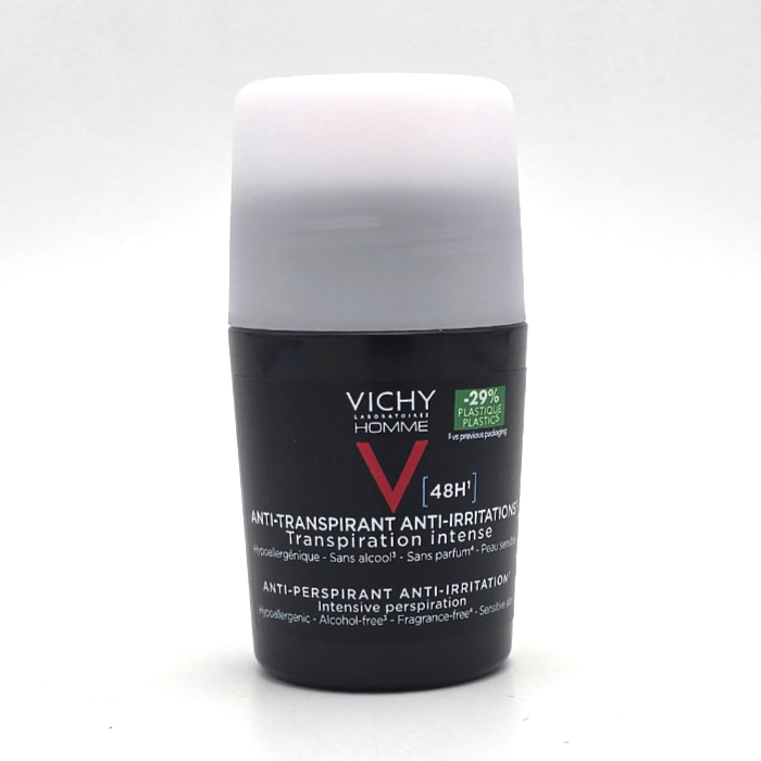 Déodorant Anti-Transpirant Vichy Homme 48h Anti-Traces Protection Chemise – Roll-on 50 ml