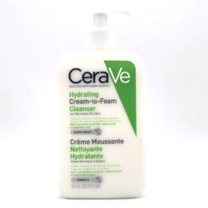 Crème Moussante Nettoyante Hydratante CeraVe – Nettoyant Visage Peaux Normales à Sèches 473 ml